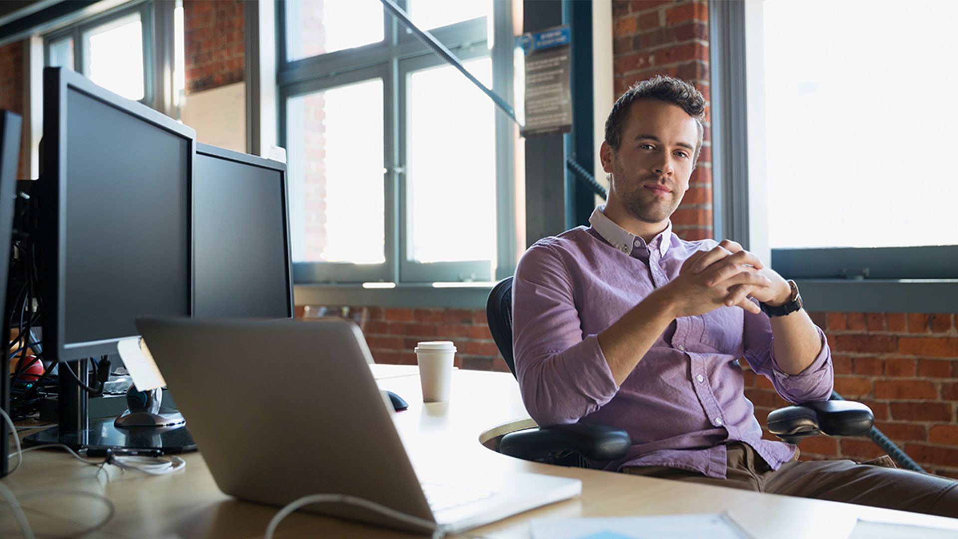A Man sitting in office